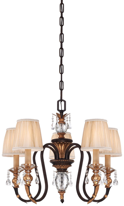 Metropolitan N6645-258B Five Light Chandelier, French Bronze W/ Gold Highlights