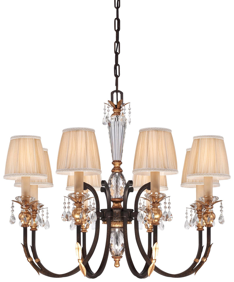 Metropolitan N6648-258B Eight Light Chandelier, French Bronze W/ Gold Highlights