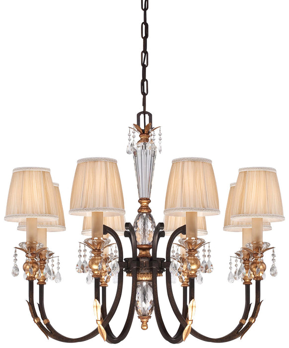 Metropolitan N6648-258B Eight Light Chandelier, French Bronze W/ Gold Highlights