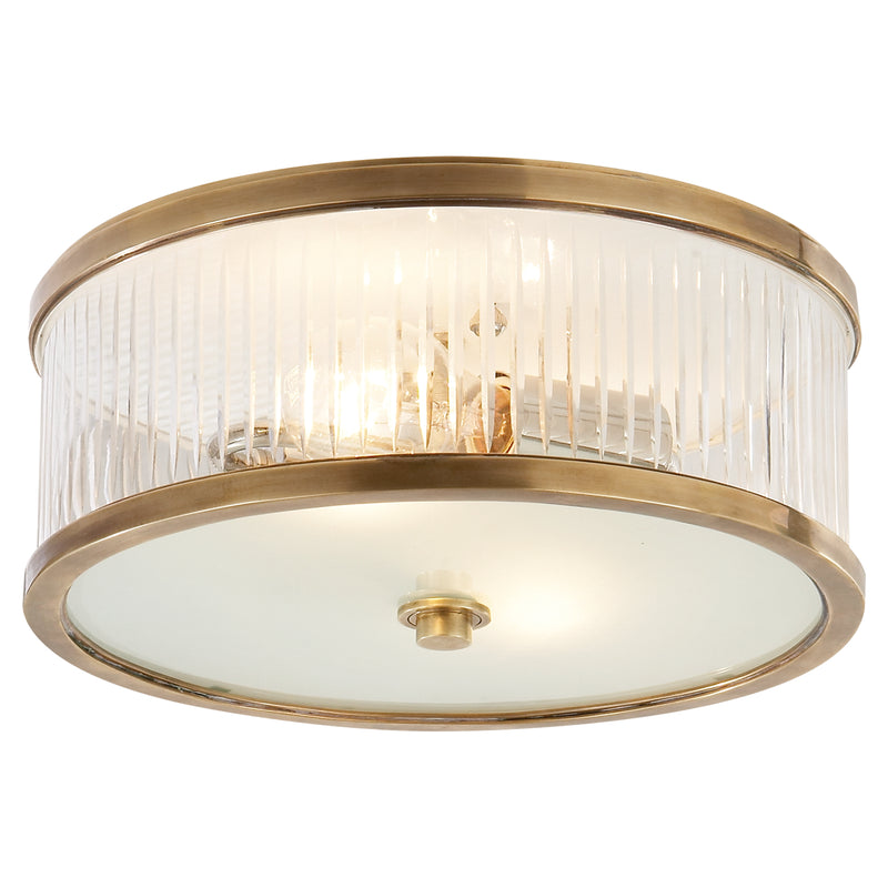 Visual Comfort Signature AH 4201HAB-FG Two Light Flush Mount, Hand-Rubbed Antique Brass