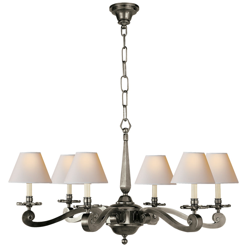 Visual Comfort Signature AH 5010GM-NP Six Light Chandelier, Gun Metal