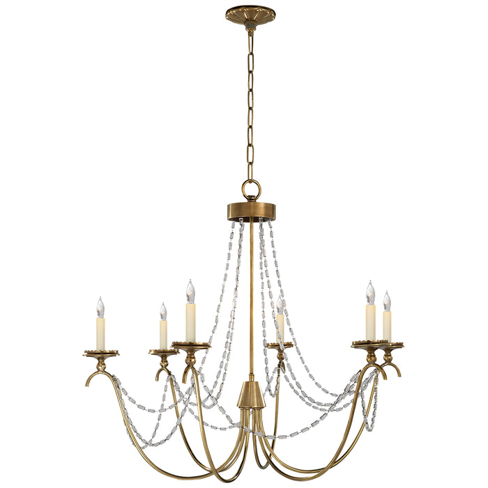 Visual Comfort Signature CHC 1415AB-SG Six Light Chandelier, Antique-Burnished Brass