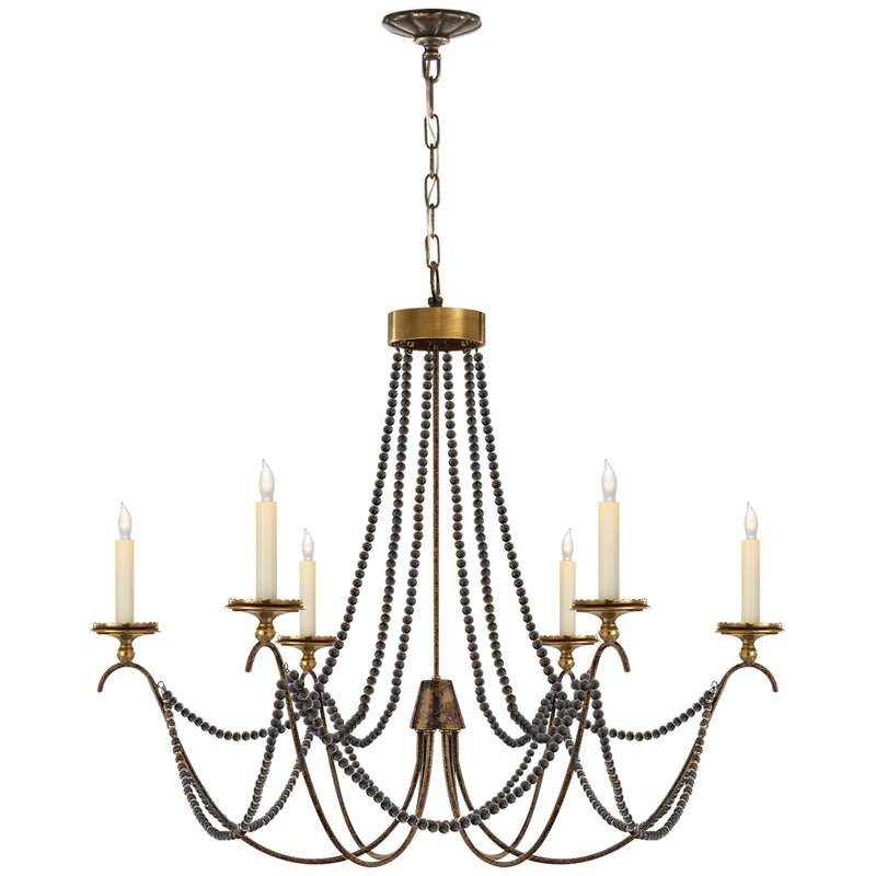 Visual Comfort Signature CHC 1415R Six Light Chandelier, Hand Painted Rust Finish