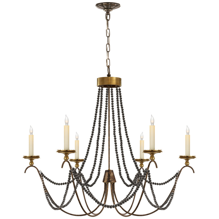 Visual Comfort Signature CHC 1415R Six Light Chandelier, Hand Painted Rust Finish