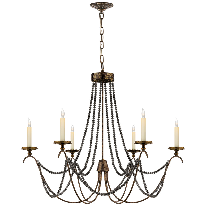 Visual Comfort Signature CHC 1415R Six Light Chandelier, Hand Painted Rust Finish