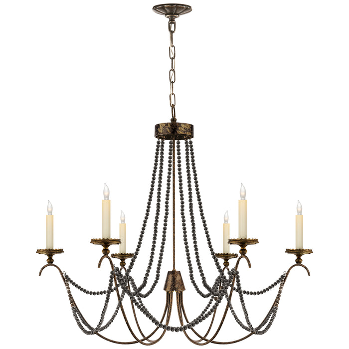 Visual Comfort Signature CHC 1415R Six Light Chandelier, Hand Painted Rust Finish