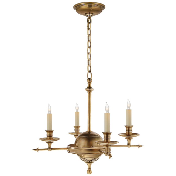Visual Comfort Signature CHC 1448AB Four Light Chandelier, Antique-Burnished Brass