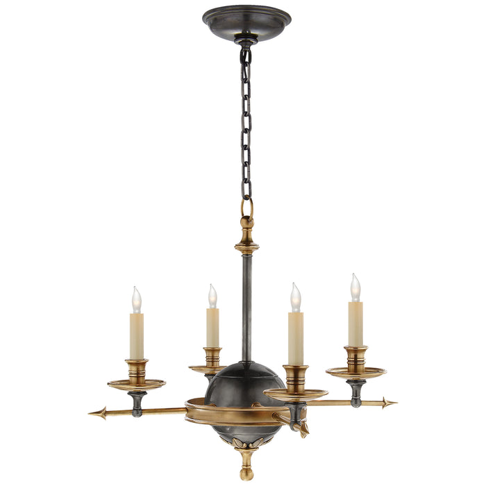 Visual Comfort Signature CHC 1448BZ/AB Four Light Chandelier, Bronze with Antique Brass