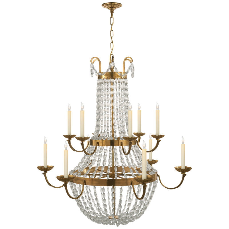 Visual Comfort Signature CHC 1508AB-SG 12 Light Chandelier, Antique-Burnished Brass