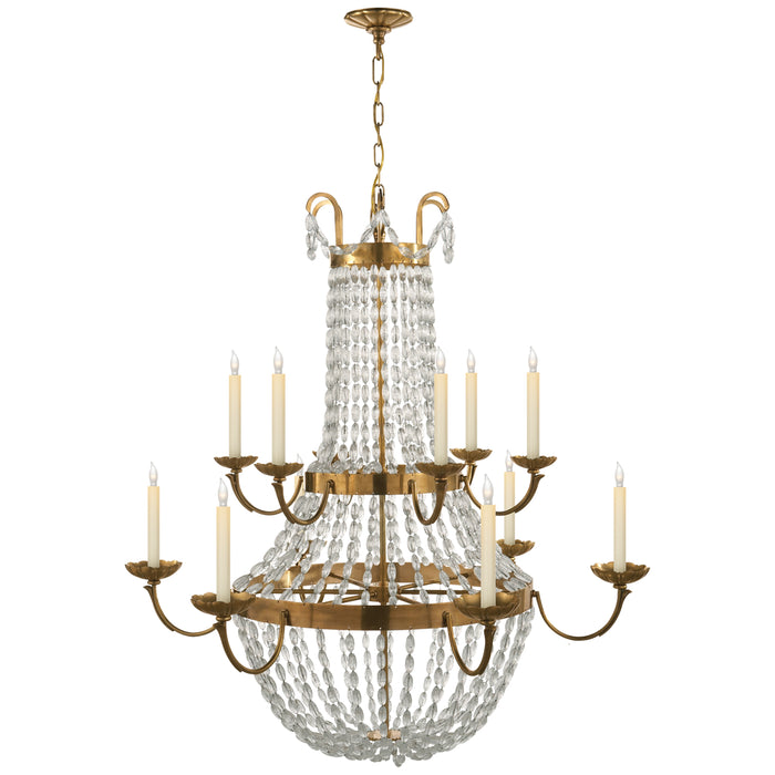 Visual Comfort Signature CHC 1508AB-SG 12 Light Chandelier, Antique-Burnished Brass