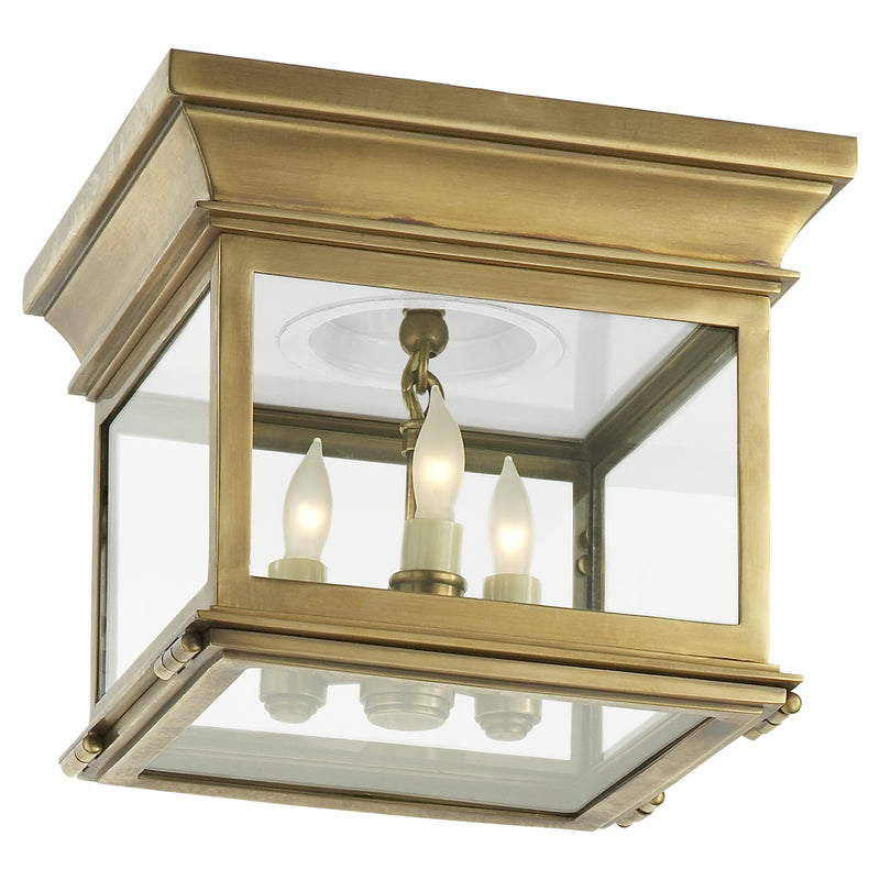 Visual Comfort Signature CHC 4128AB-CG Three Light Flush Mount, Antique-Burnished Brass