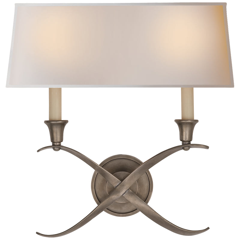 Visual Comfort Signature CHD 1191AN-NP Two Light Wall Sconce, Antique Nickel