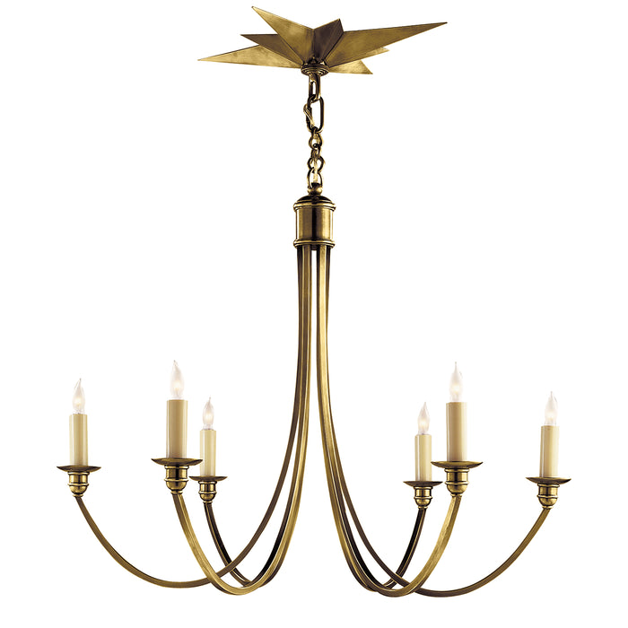 Visual Comfort Signature SC 5001HAB Six Light Chandelier, Hand-Rubbed Antique Brass