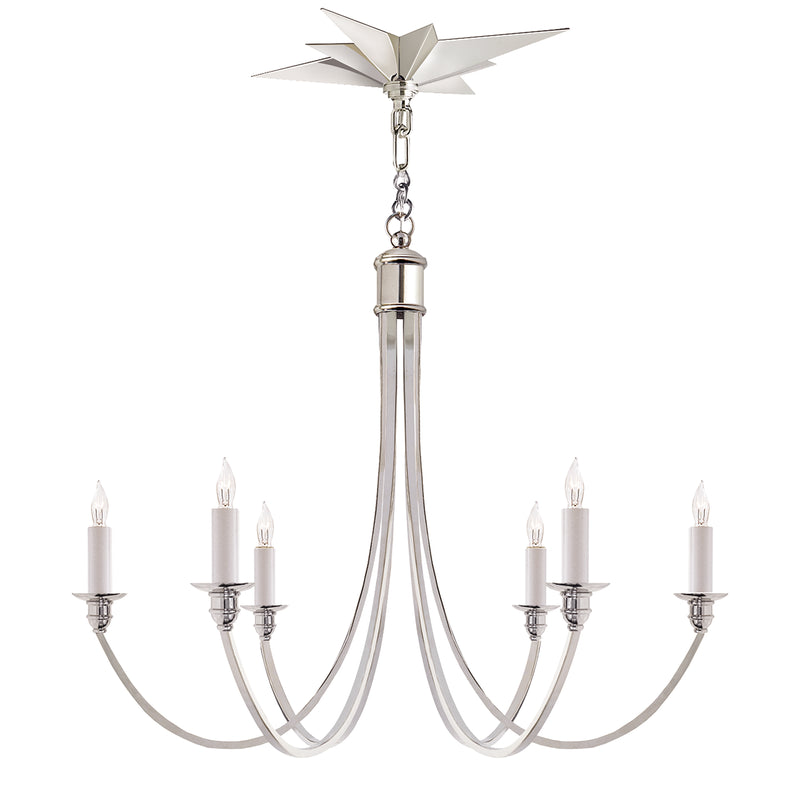 Visual Comfort Signature SC 5001PN Six Light Chandelier, Polished Nickel