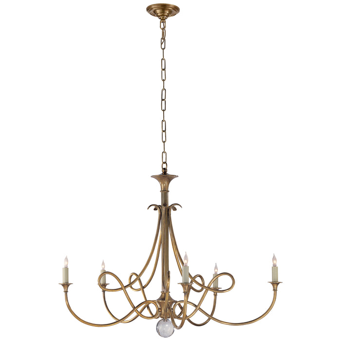 Visual Comfort Signature SC 5005HAB Five Light Chandelier, Hand-Rubbed Antique Brass
