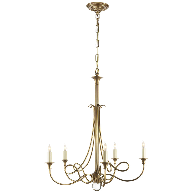 Visual Comfort Signature SC 5015HAB Five Light Chandelier, Hand-Rubbed Antique Brass