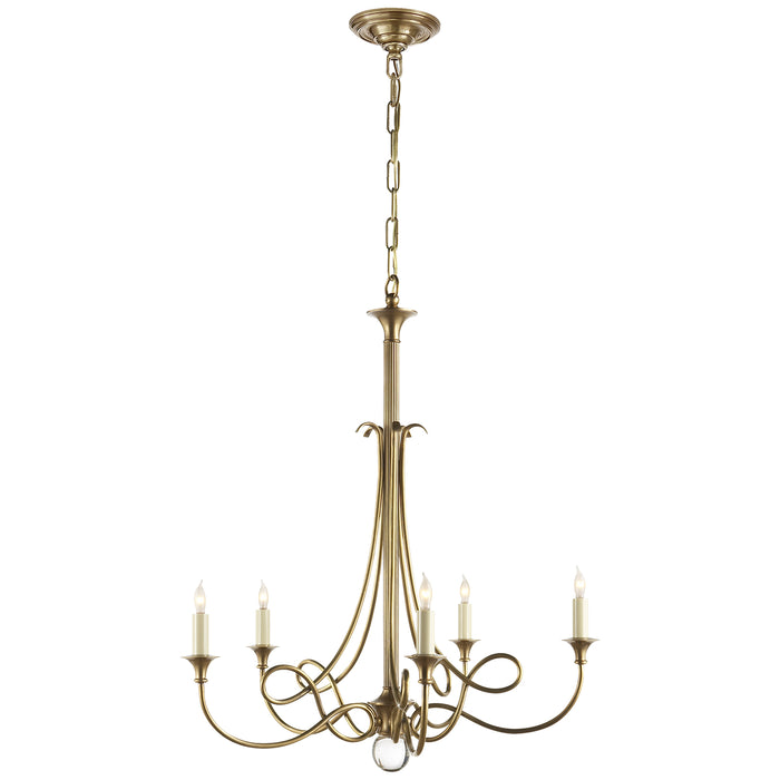 Visual Comfort Signature SC 5015HAB Five Light Chandelier, Hand-Rubbed Antique Brass