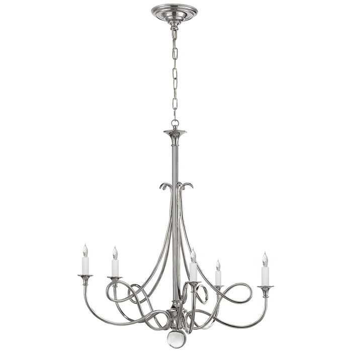 Visual Comfort Signature SC 5015PN Five Light Chandelier, Polished Nickel