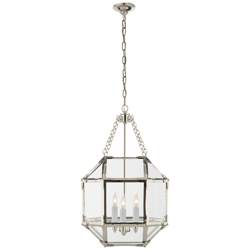 Visual Comfort Signature SK 5008PN-CG Three Light Lantern, Polished Nickel