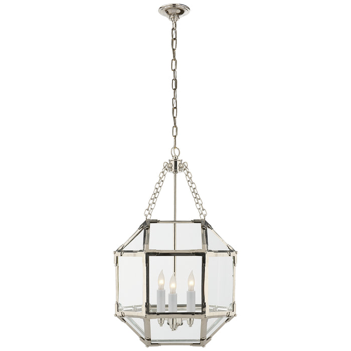 Visual Comfort Signature SK 5008PN-CG Three Light Lantern, Polished Nickel