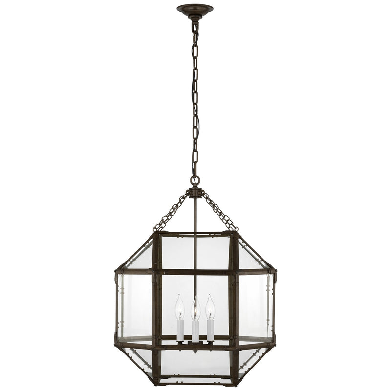 Visual Comfort Signature SK 5009AZ-CG Three Light Lantern, Antique Zinc