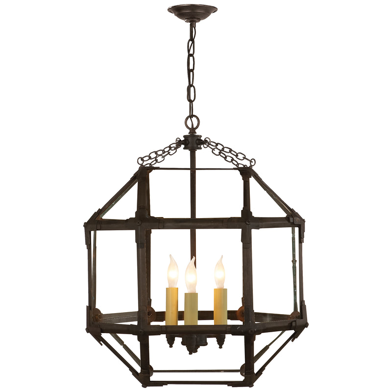 Visual Comfort Signature SK 5009AZ-CG Three Light Lantern, Antique Zinc