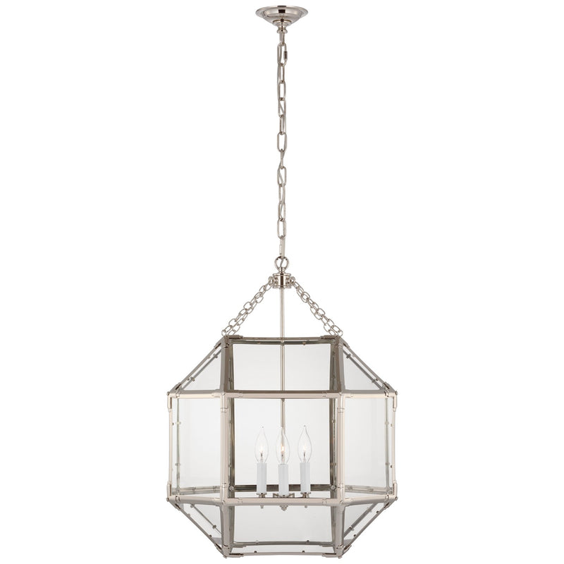 Visual Comfort Signature SK 5009PN-CG Three Light Lantern, Polished Nickel