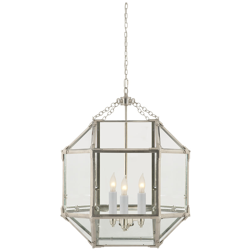 Visual Comfort Signature SK 5009PN-CG Three Light Lantern, Polished Nickel