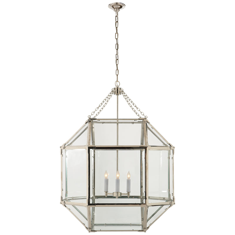 Visual Comfort Signature SK 5010PN-CG Three Light Lantern, Polished Nickel