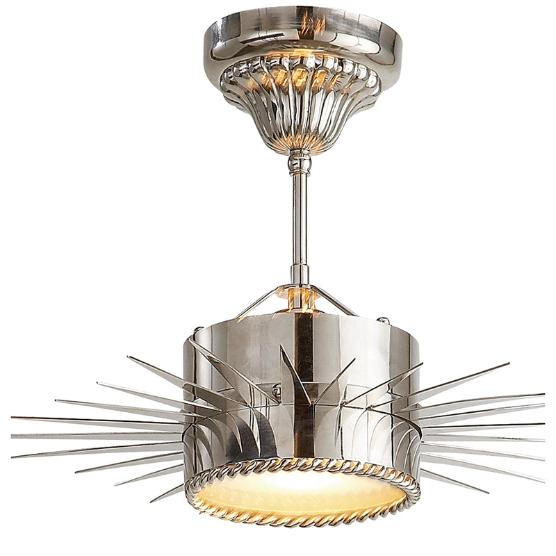 Visual Comfort Signature SK 5200PN One Light Semi Flush Mount, Polished Nickel