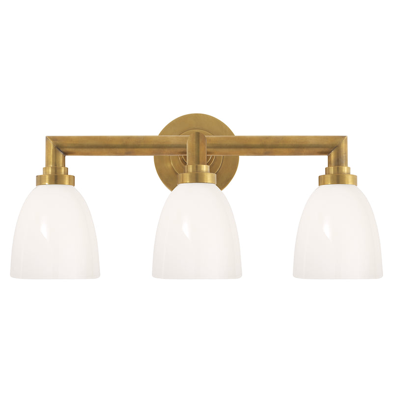 Visual Comfort Signature SL 2843HAB-WG Three Light Bath Sconce, Hand-Rubbed Antique Brass