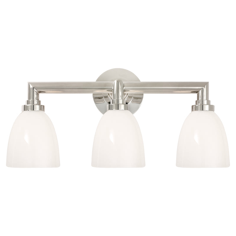 Visual Comfort Signature SL 2843PN-WG Three Light Bath Sconce, Polished Nickel