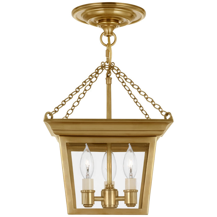 Visual Comfort Signature SL 5870HAB Three Light Semi-Flush Mount, Hand-Rubbed Antique Brass