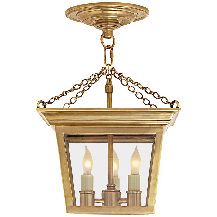 Visual Comfort Signature SL 5870HAB Three Light Semi-Flush Mount, Hand-Rubbed Antique Brass