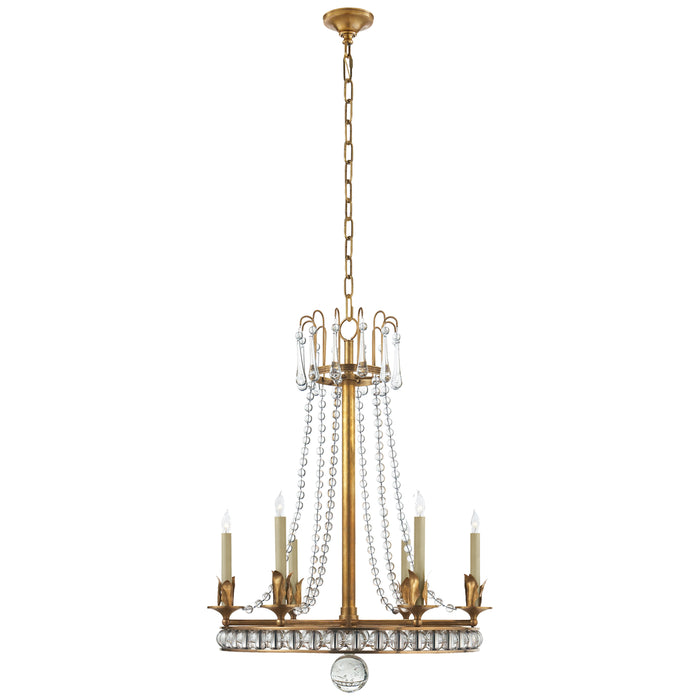 Visual Comfort Signature SN 5107HAB Six Light Chandelier, Hand-Rubbed Antique Brass