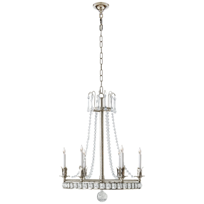 Visual Comfort Signature SN 5107PN Six Light Chandelier, Polished Nickel