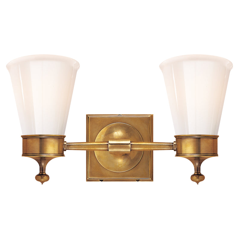 Visual Comfort Signature SS 2002HAB-WG Two Light Wall Sconce, Hand-Rubbed Antique Brass