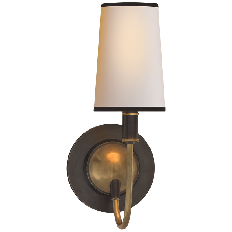 Visual Comfort Signature TOB 2067BZ/HAB-NP/BT One Light Wall Sconce, Bronze With Antique Brass