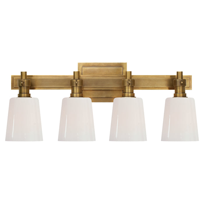 Visual Comfort Signature TOB 2153HAB-WG Four Light Bath Sconce, Hand-Rubbed Antique Brass