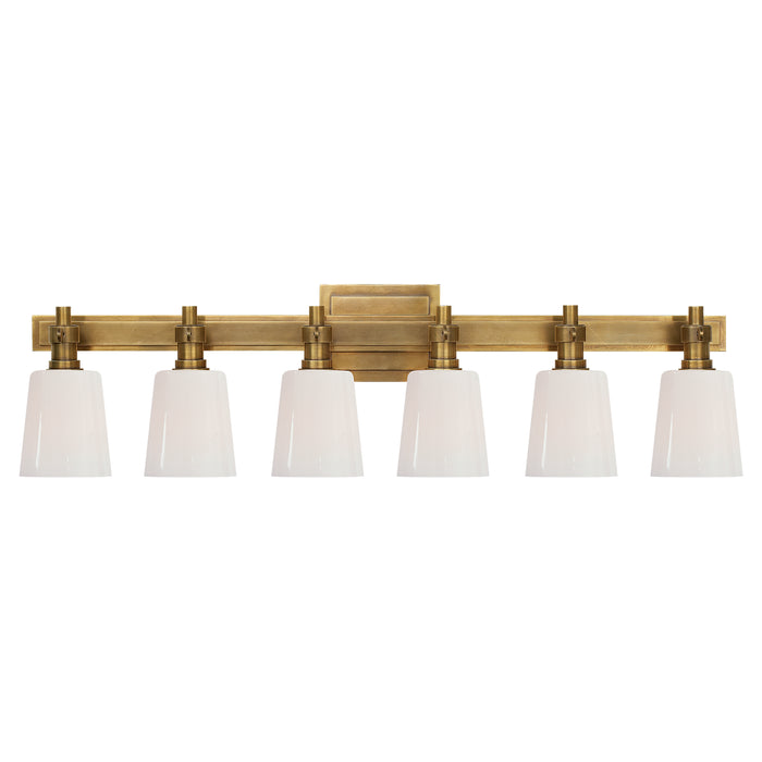 Visual Comfort Signature TOB 2154HAB-WG Six Light Linear Bath Sconce, Hand-Rubbed Antique Brass