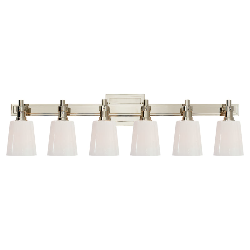 Visual Comfort Signature TOB 2154PN-WG Six Light Linear Bath Sconce, Polished Nickel