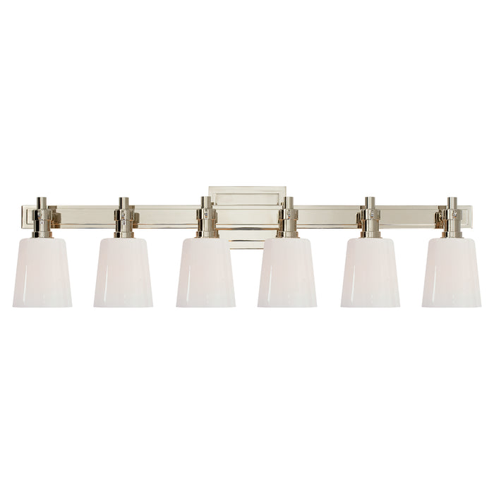 Visual Comfort Signature TOB 2154PN-WG Six Light Linear Bath Sconce, Polished Nickel