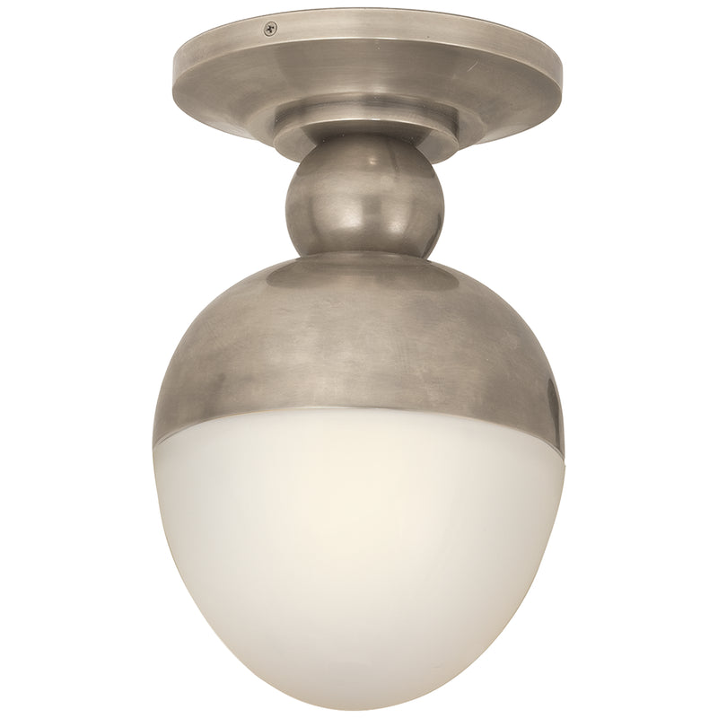 Visual Comfort Signature TOB 4006AN-WG One Light Flush Mount, Antique Nickel