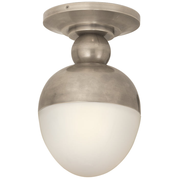 Visual Comfort Signature TOB 4006AN-WG One Light Flush Mount, Antique Nickel