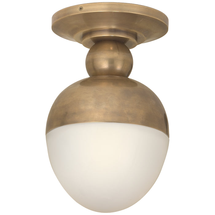 Visual Comfort Signature TOB 4006HAB-WG One Light Flush Mount, Hand-Rubbed Antique Brass