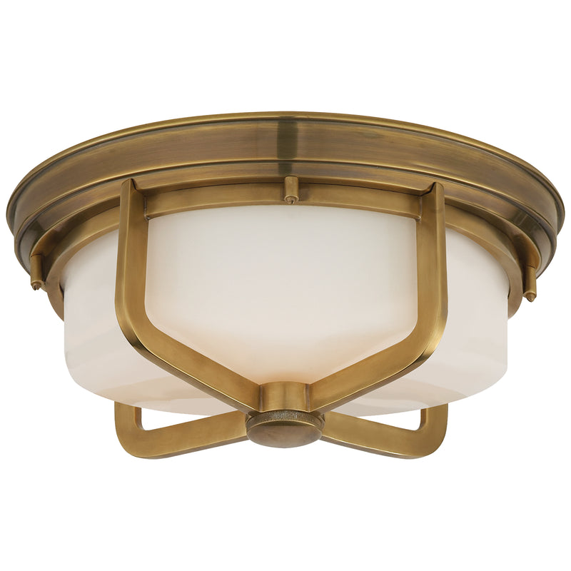 Visual Comfort Signature TOB 4013HAB-WG Two Light Flush Mount, Hand-Rubbed Antique Brass
