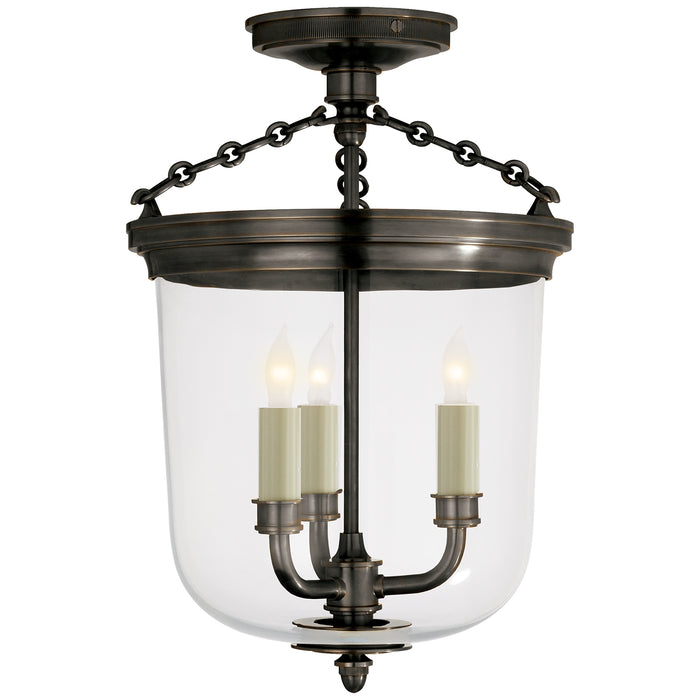 Visual Comfort Signature TOB 4212BZ Three Light Semi-Flush Mount, Bronze