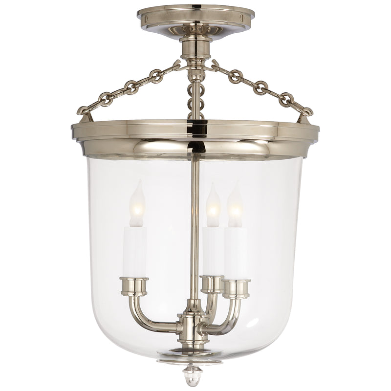 Visual Comfort Signature TOB 4212PN Three Light Semi-Flush Mount, Polished Nickel