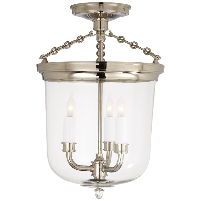 Visual Comfort Signature TOB 4212PN Three Light Semi-Flush Mount, Polished Nickel