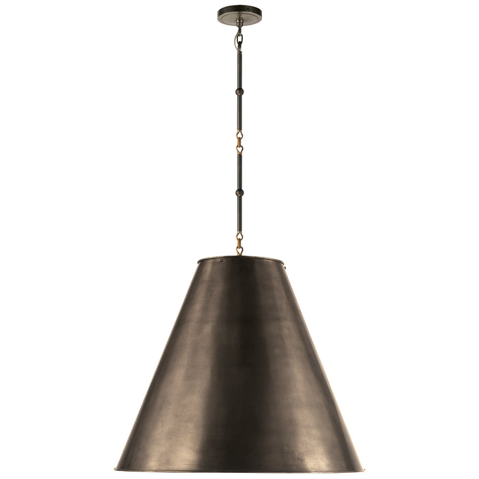 Visual Comfort Signature TOB 5014BZ/HAB-BZ Two Light Pendant, Bronze with Antique Brass